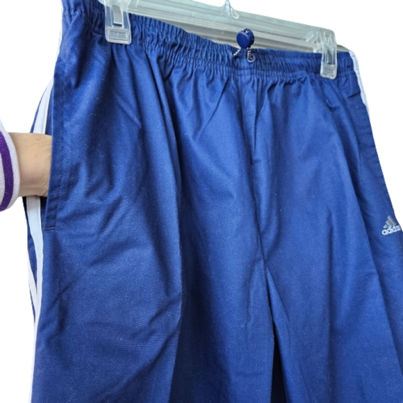 Adidas vintage blue trackpants high waist tapered leg elastic waist unisex sz M - Picture 5 of 17